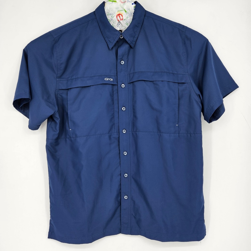GameGuard 1023 Shirt Mens XL Vented Button Down Fishing Short Sleeve Blue